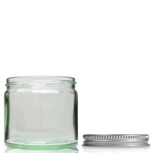 250ml Clear Glass Cosmetic Jar With Aluminium Cap Ampulla