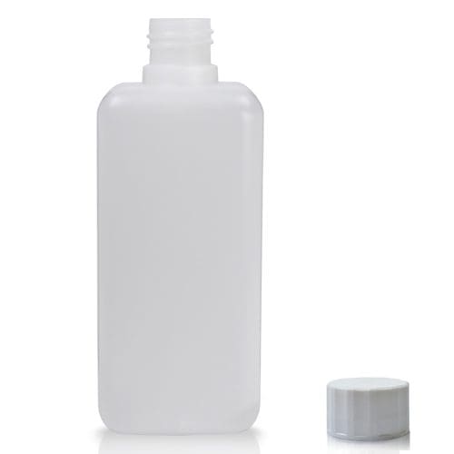 500ml Square Plastic Bottle And Cap - Ampulla Ltd - 0161 367 1414