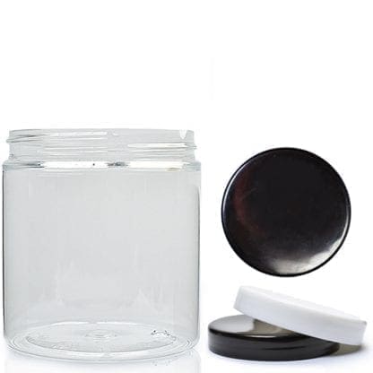 250ml Clear Plastic Jar With Screw On Lid - Ampulla Ltd - 0161 367 1414