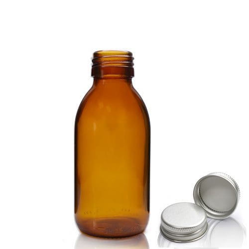 125ml Amber Glass Syrup Bottle & Aluminium Cap - Ampulla LTD