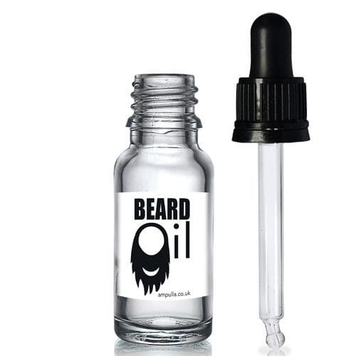 15ml Clear Beard Oil Bottle With Pipette - Ampulla Packaging