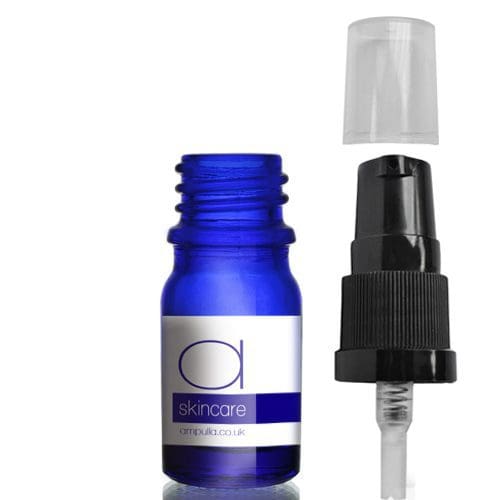 5ml Blue Glass Skincare Bottle With Lotion Pump - Ampulla Ltd