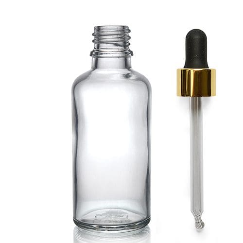 1 Oz 2024 Clear Cylinder Glass Bottle with White Regular Calibrated Glass Bullnose Dropper (pack of 120)