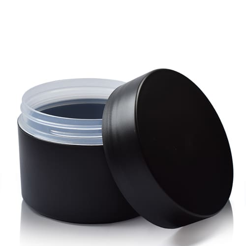 250ml Black Cosmetic Jar With Lid - Ampulla Ltd